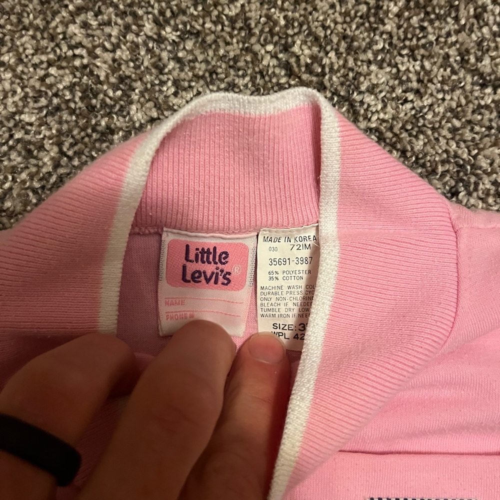 Vintage Little Levis Outfit Denim Jumper Dress Pink Shirt Acid Wash Girl 3T Jean - Picture 11 of 15